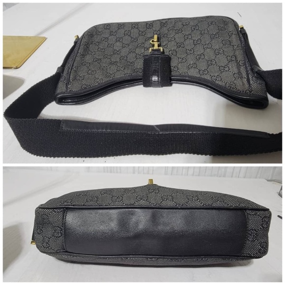 Authentic GUCCI DENIMJACKIE SHOULDER BAG BLACK/DARK GREY - Picture 5 of 12